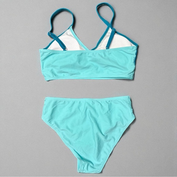 Girls 3pc Colorblock Teal/Blue Bikini + Cover-Up, 13–14Y NWOT - Picture 6 of 13